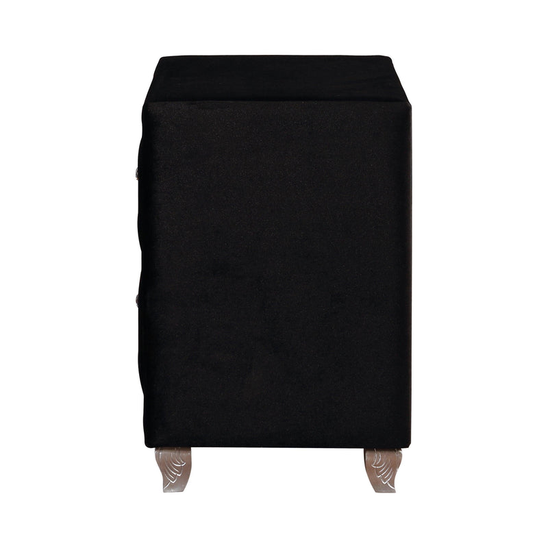 Deanna - Black Velvet - Nightstand - Ornate Home