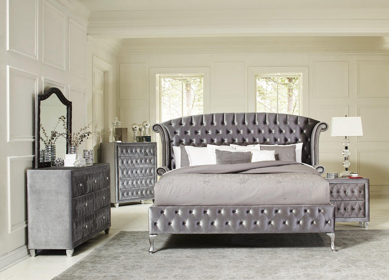 Deanna - Gary Velvet - 4pc Eastern King Bedroom Set - Ornate Home