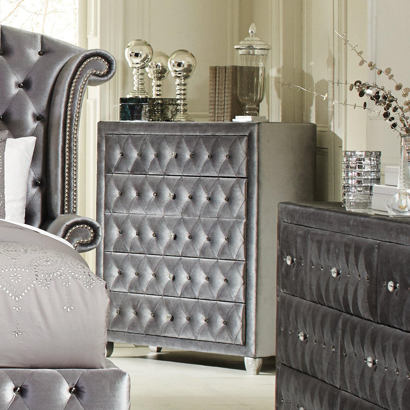 Deanna - Grey Velvet - Chest - Ornate Home