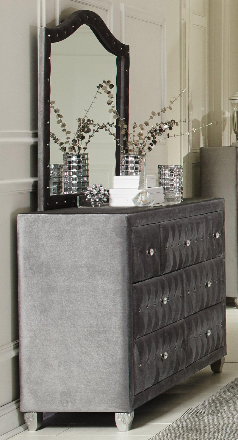 Deanna - Grey velvet - Mirror - Ornate Home