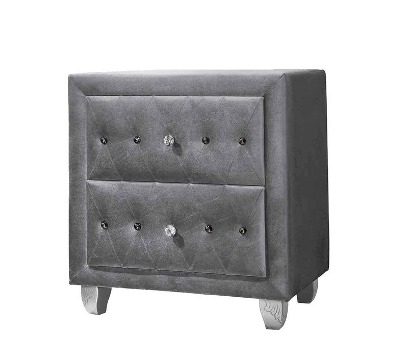 Deanna - Grey velvet - Nightstand - Ornate Home