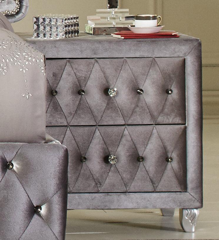 Deanna - Grey velvet - Nightstand - Ornate Home