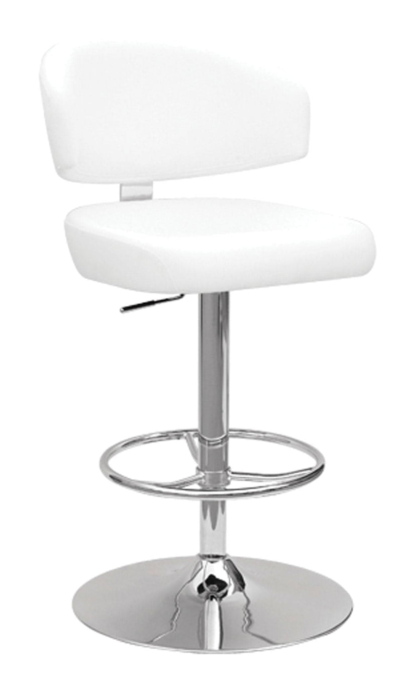 Deka White PU & Chrome Adjustable Stool (1Pc) - Ornate Home