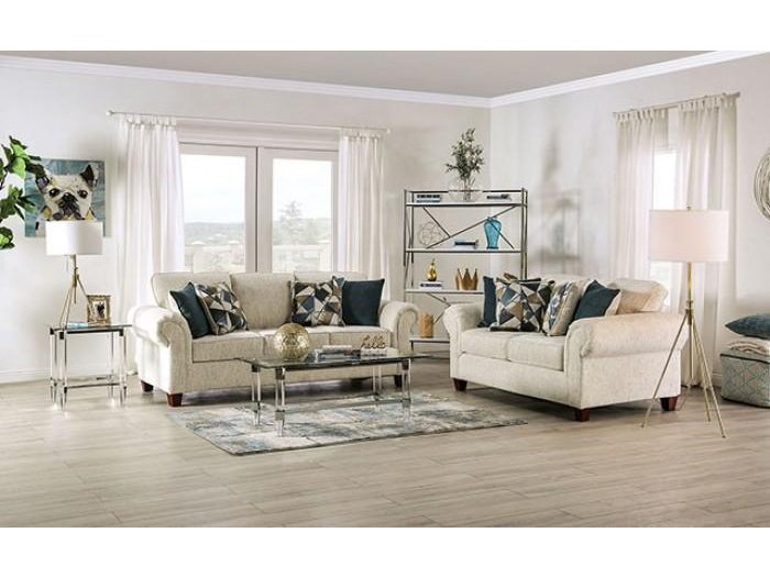 Delgada - Beige - Stationary Sofa & Loveseat - 2pc - Ornate Home