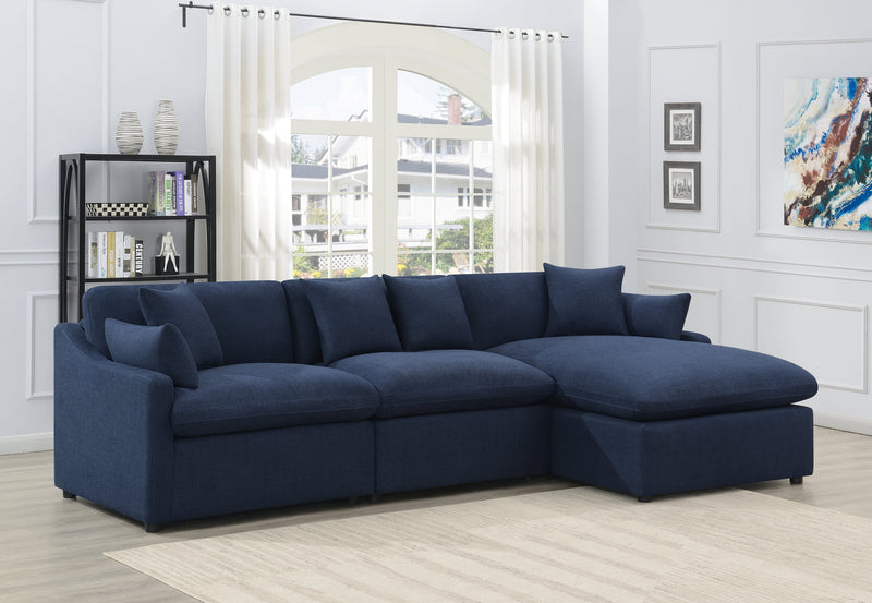 Destino - Midnight Blue - 3pc Modular Power Sectional - Ornate Home