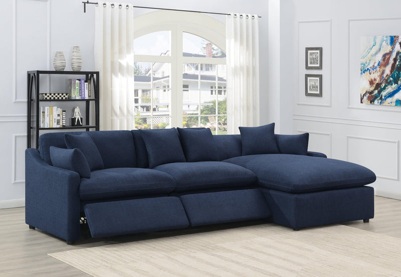 Destino - Midnight Blue - 3pc Modular Power Sectional - Ornate Home