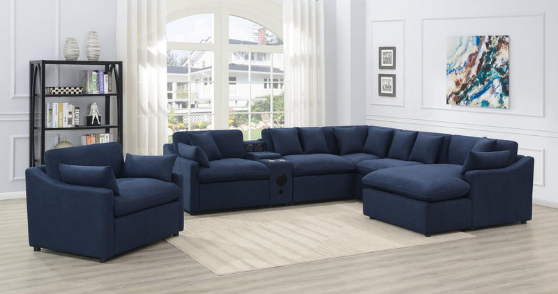 Destino - Midnight Blue - 6pc Modular Power Sectional - Ornate Home