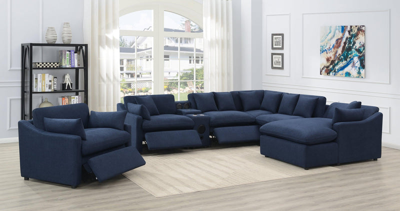 Destino - Midnight Blue - 6pc Modular Power Sectional - Ornate Home