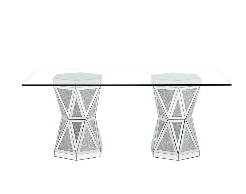 Noralie Glam Dining Table Hourglass Shape Double Base hexagon