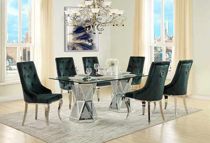 Noralie Glam Dining Table Hourglass Shape Double Base hexagon