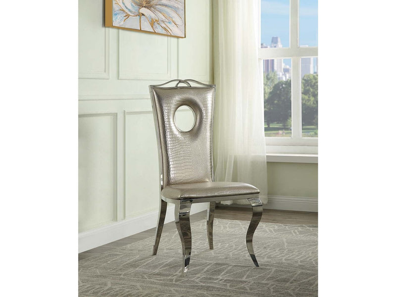 Cyrene Beige Faux Leather Side Chair (Set of 2)