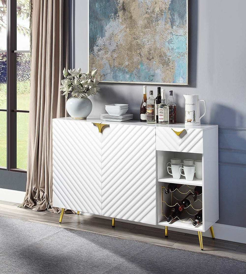 Gaines - White High Gloss  - Server - Ornate Home