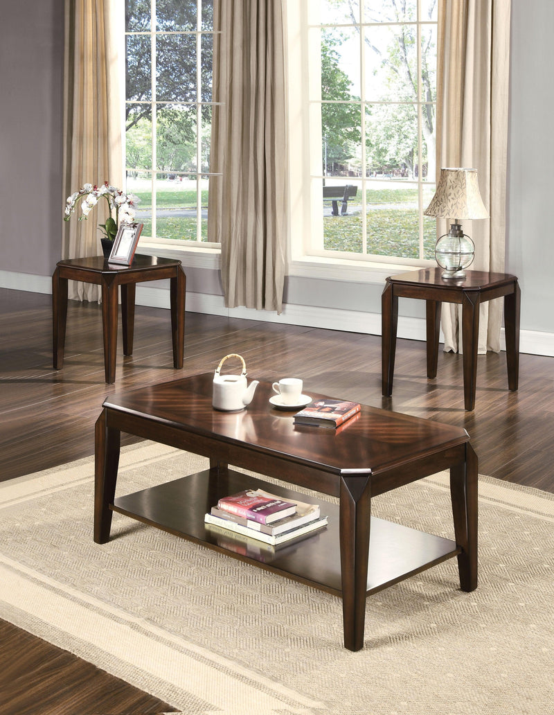 Docila Walnut Coffee/End Table Set (3Pc Pk) - Ornate Home