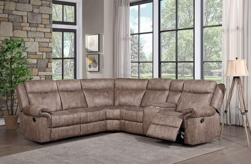 Dollum - Two-Tone - Manual Recliner Sectional Sofa w/Console - Ornate Home