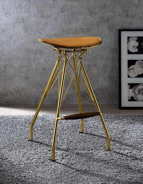 Dragea Whiskey PU & Gold Bar Stool - Ornate Home