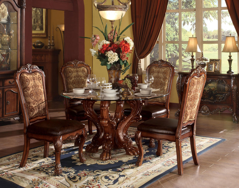 Dresden Cherry Oak & Clear Glass Dining Table - Ornate Home