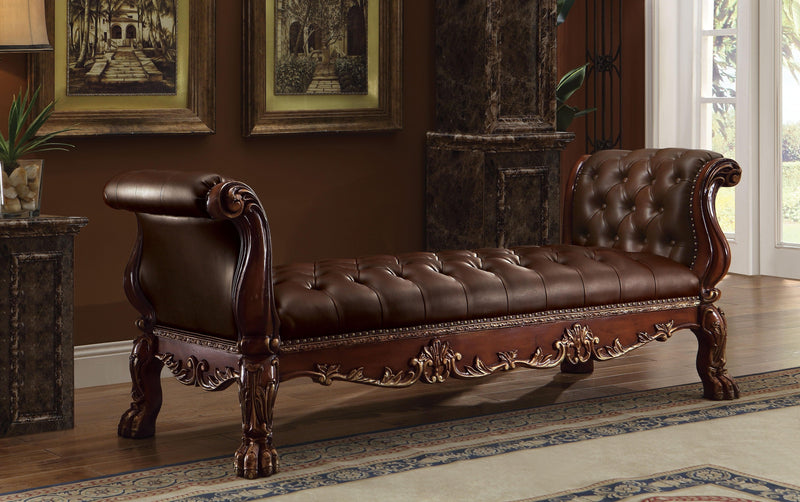 Dresden PU & Cherry Oak Bench - Ornate Home