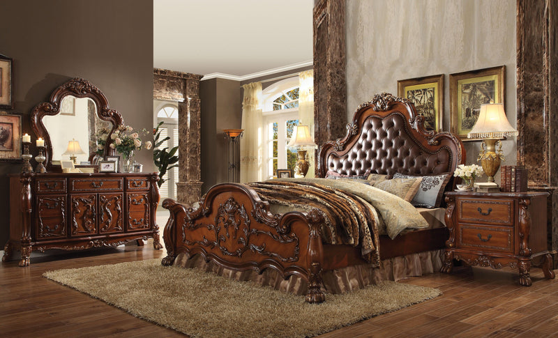 Dresden PU & Cherry Oak California King Bed - Ornate Home