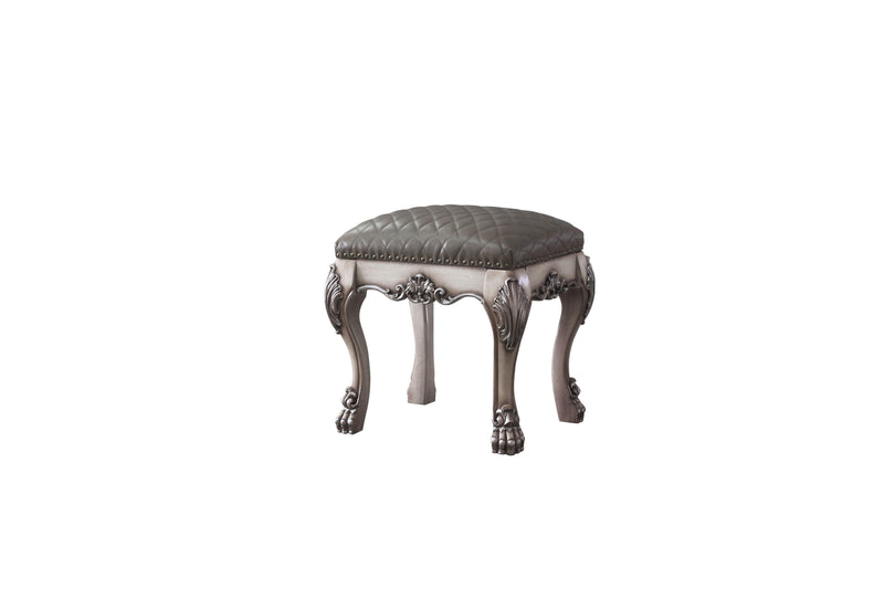 Dresden Vintage Bone White & PU Vanity Stool - Ornate Home