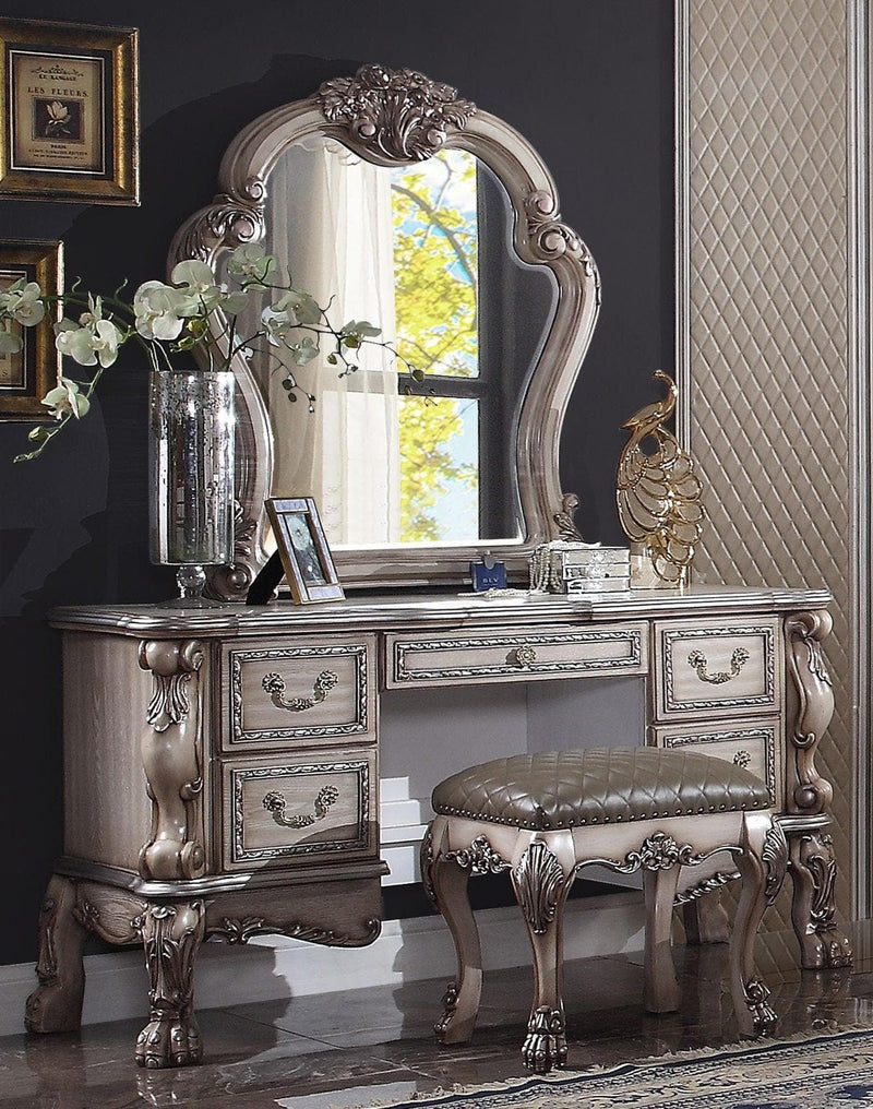 Dresden Vintage Bone White Vanity Desk - Ornate Home