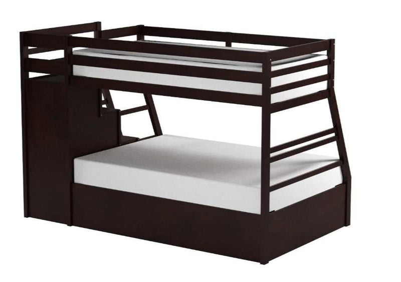 Jason - Espresso - Twin over Full Bunk Bed w/Storage Ladder & Trundle - Ornate Home