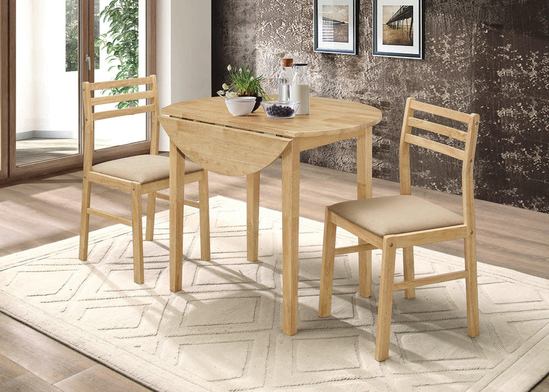 Drop Leaf - Natural & Tan - 3pc Dining Set - Ornate Home