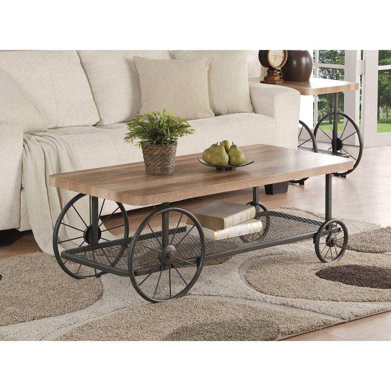 Francie Oak & Antique Gray Coffee Table - Ornate Home