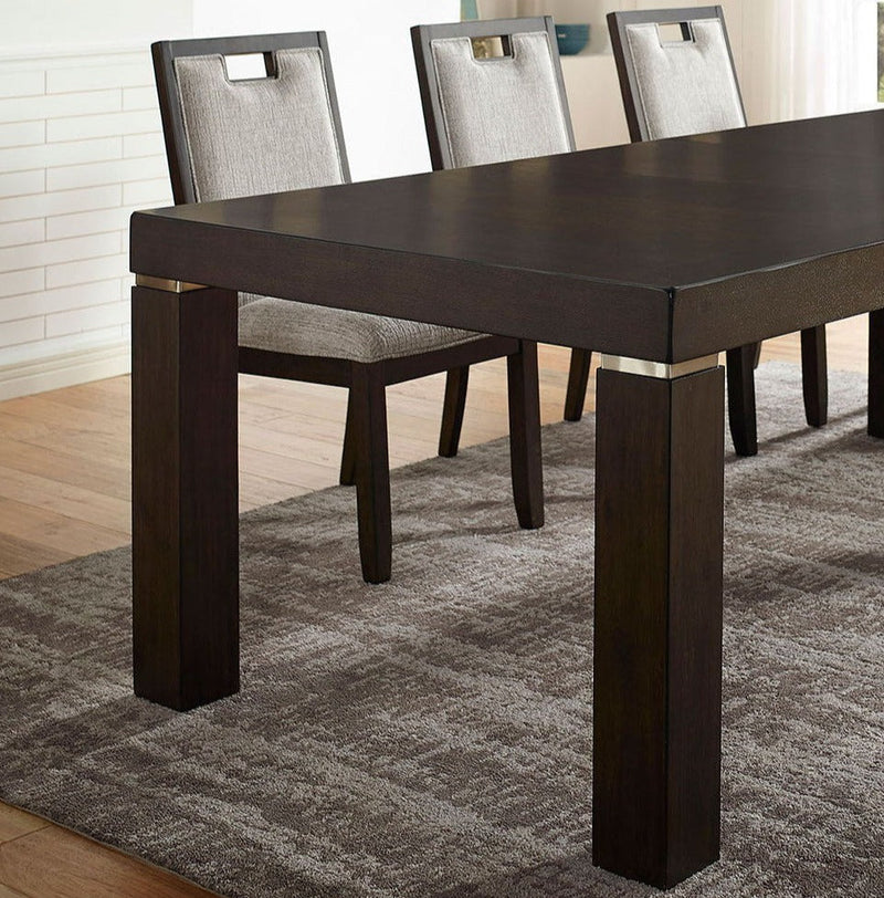 Caterina Dark Walnut & Beige Dining Table w/ Leaf