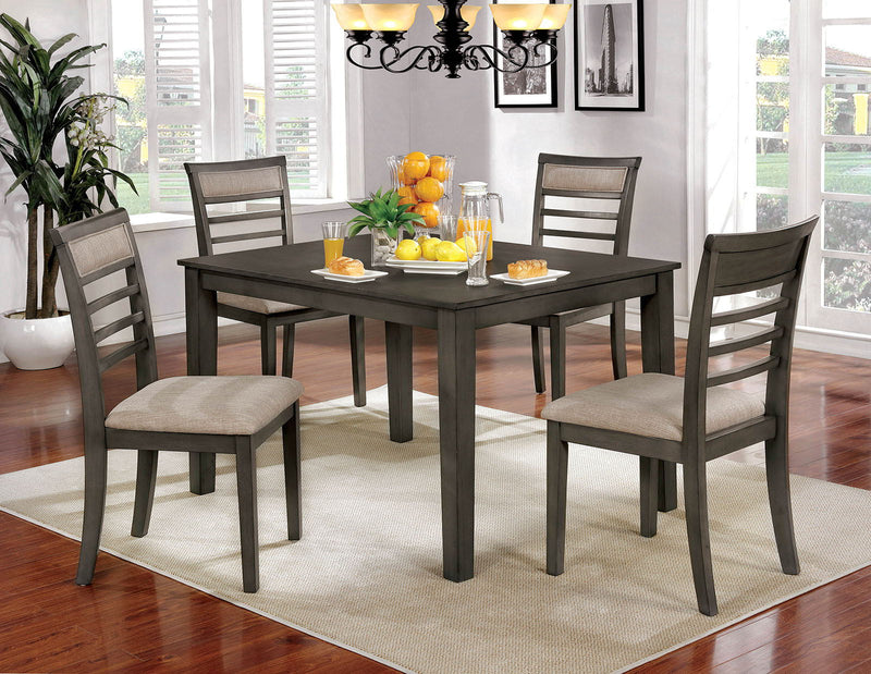 Taylah Weathered Gray & Beige 5pc Dining Room Set