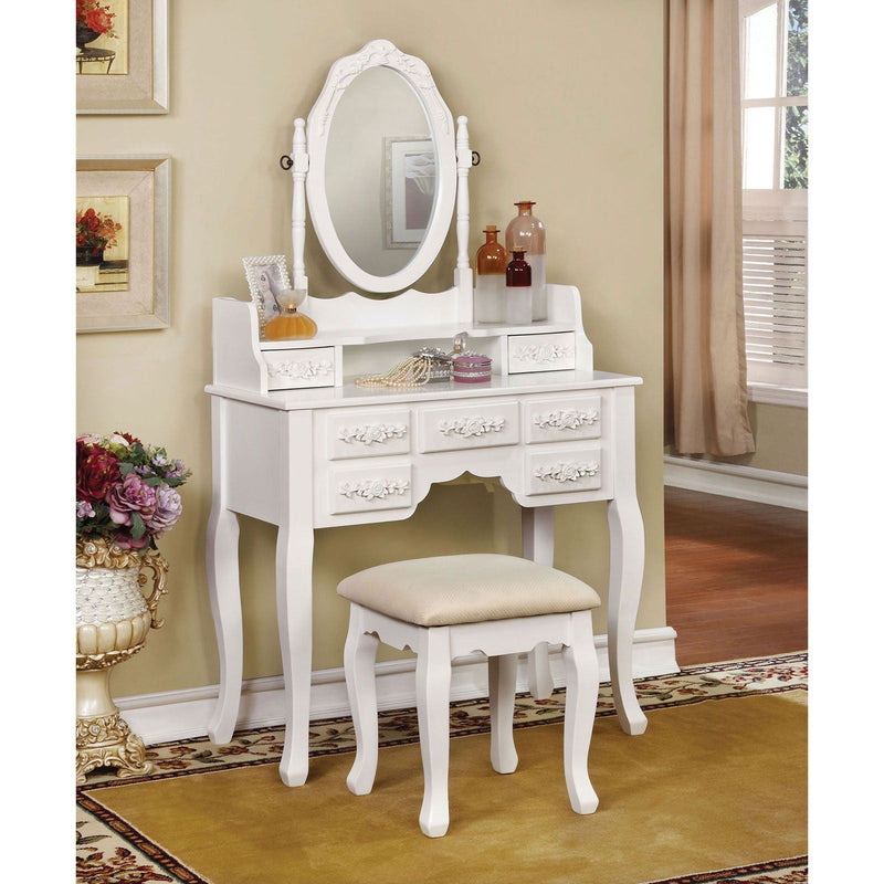 Harriet White Vanity Set w/ Stool