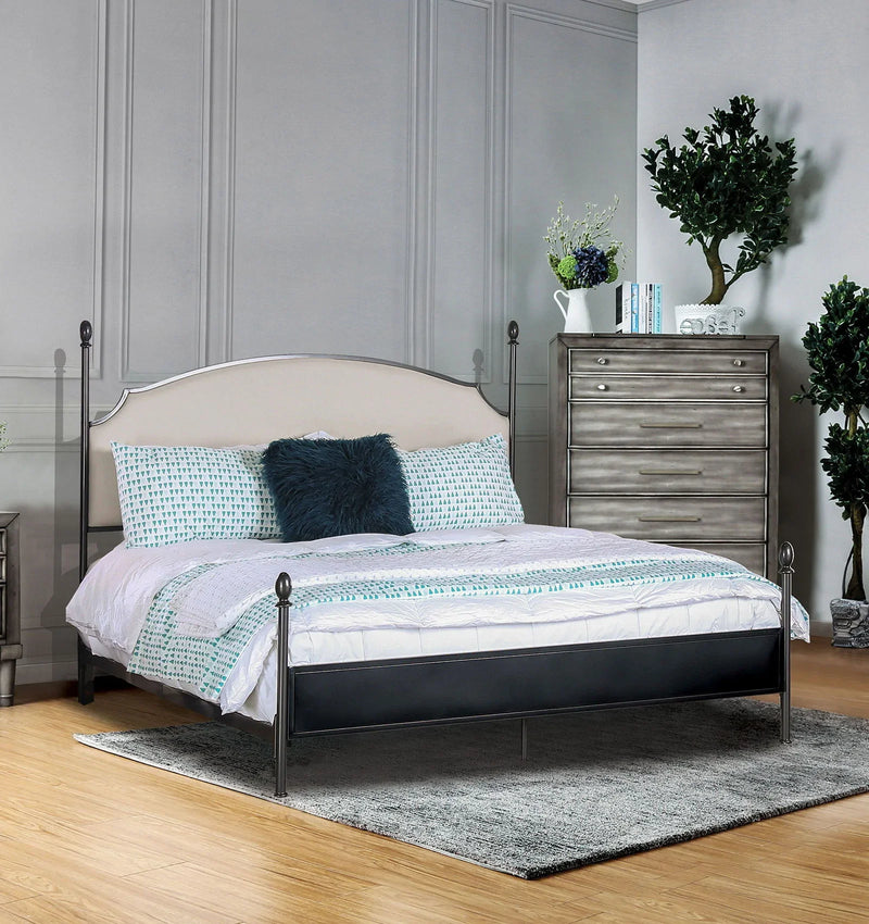 Sinead - Gun Metal & Beige - Queen Bed - Ornate Home