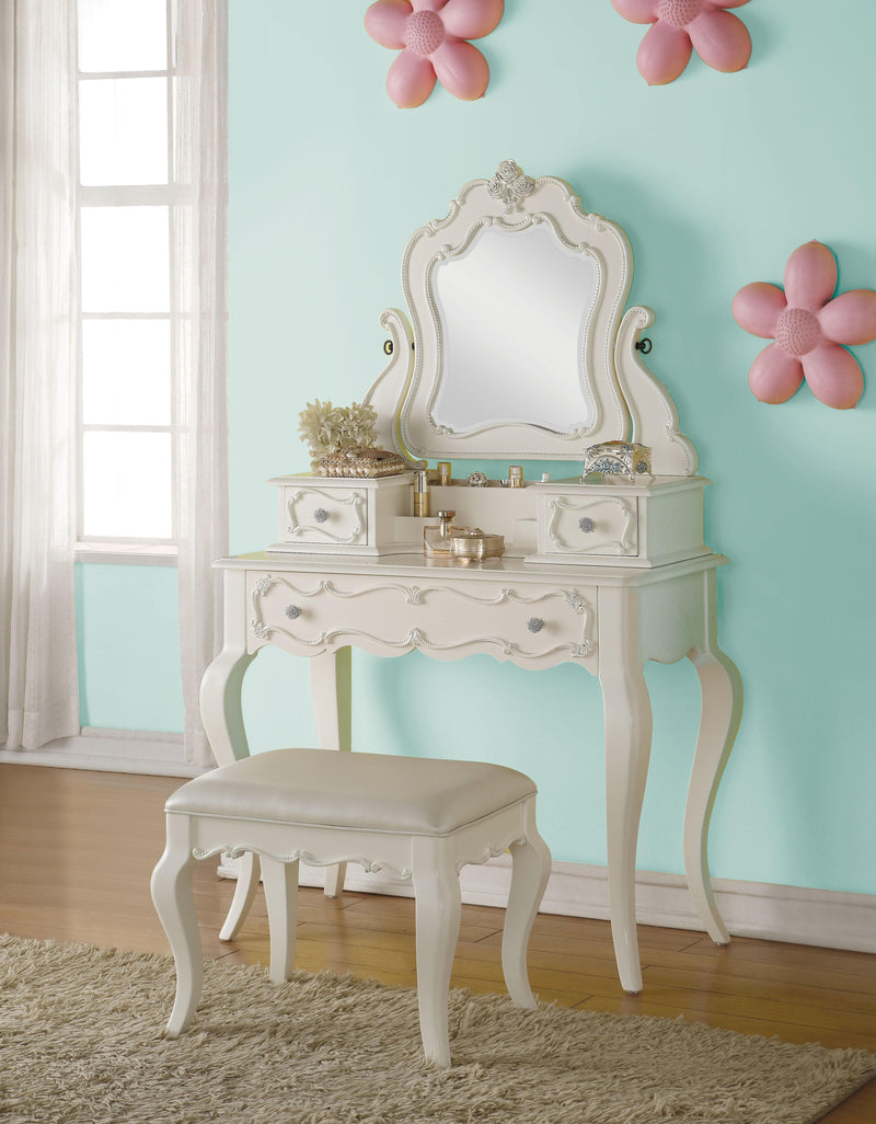 Edalene Pearl White Vanity & Mirror - Ornate Home