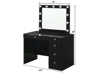 Morgan Black Wood Vanity Set w/LED - Ornate Home