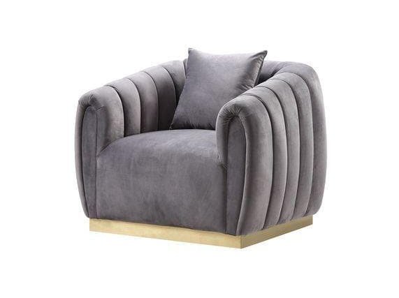 Elchanon - Gray Velvet - Chair - Ornate Home