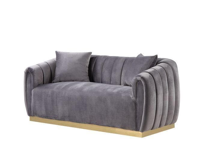 Elchanon - Gray Velvet - Loveseat - Ornate Home