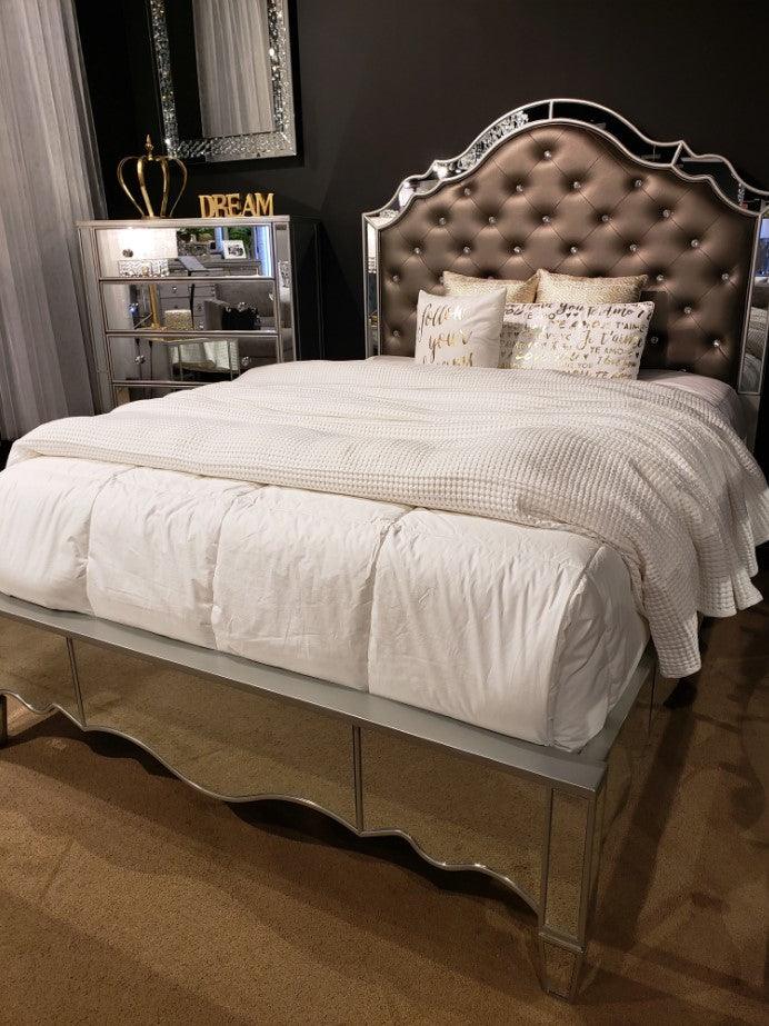 Eliora - Silver & Mirrored - Cal. King Bed - Ornate Home