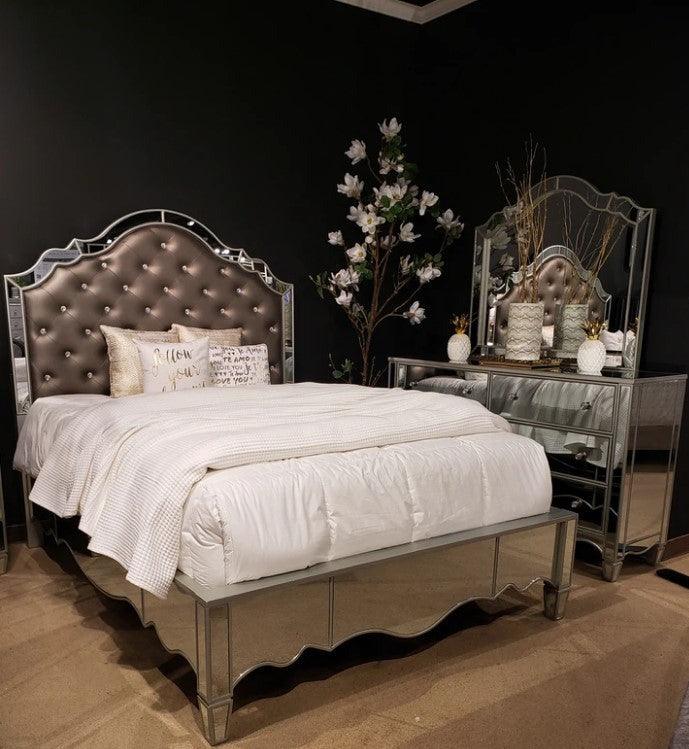 Eliora - Silver & Mirrored - Cal. King Bed - Ornate Home