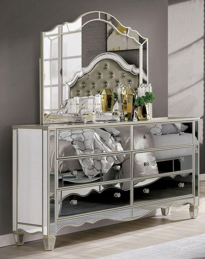 Eliora - Silver & Mirrored - Dresser and Mirror - Ornate Home