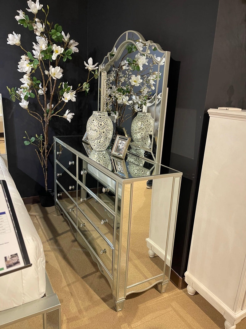 Eliora - Silver & Mirrored - Dresser and Mirror - Ornate Home