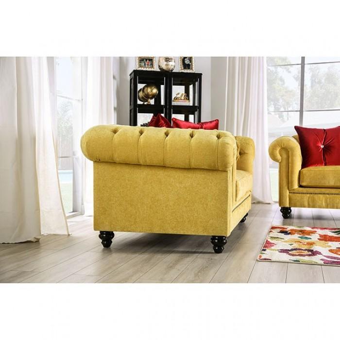 Eliza - Royal Yellow & Red - Stationary Sofa & Loveseat - 2pc - Ornate Home