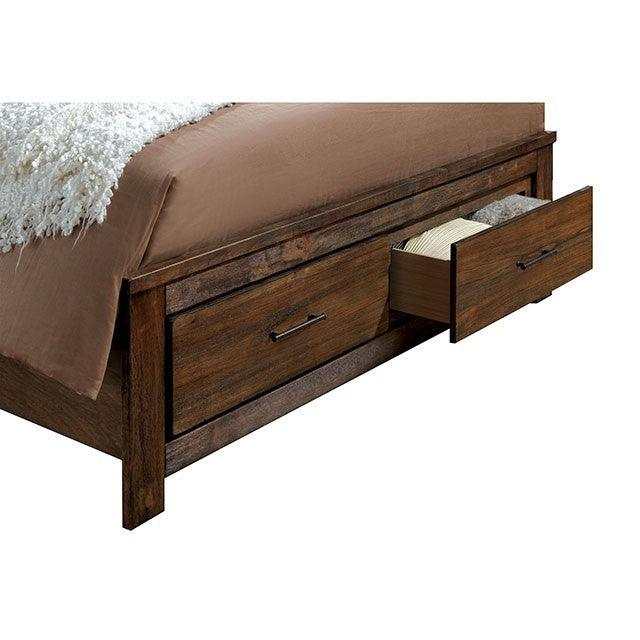 Elkton - Antique Oak - Eastern King Bed w/ 2 FB Storage Drawers - Ornate Home