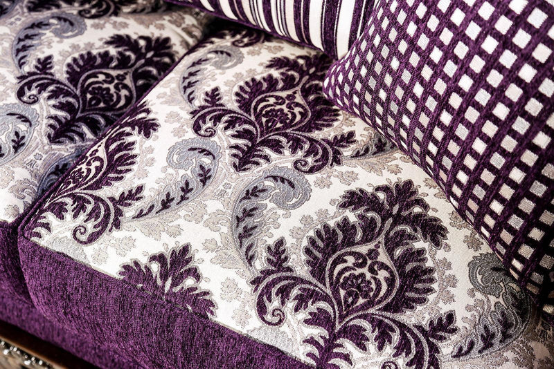 Emilia - Purple & Silver - Stationary Sofa & Loveseat - 2pc - Ornate Home