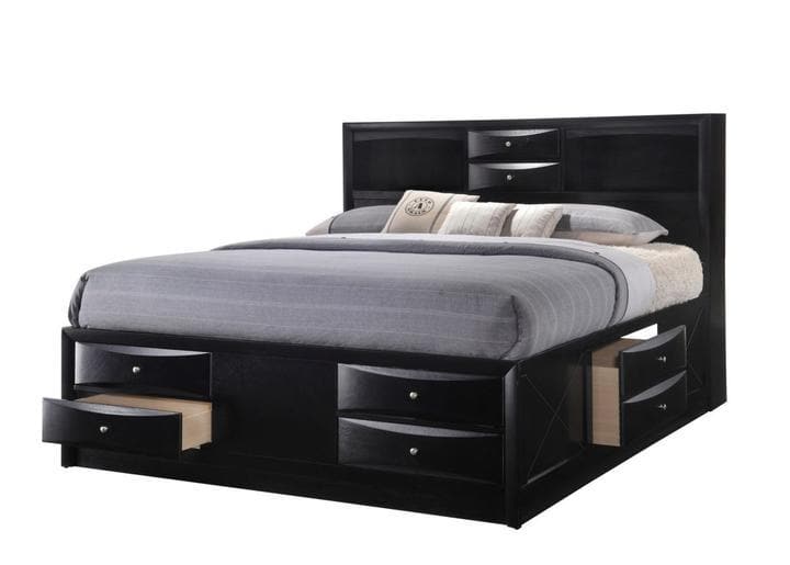 Emily Black King Storage Platform Bed - Ornate Home