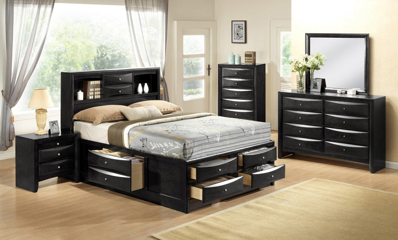 Emily Black Storage Platform Bedroom Set - Ornate Home