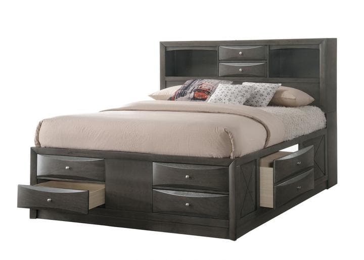 Emily Gray King Storage Platform Bed - Ornate Home