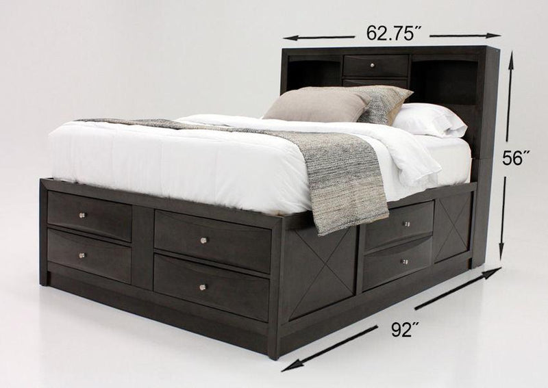 Emily Gray Queen Storage Platform Bed w/ Free Nightstand - Ornate Home