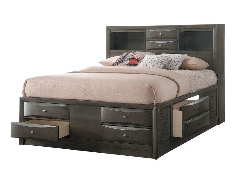 Emily Gray Queen Storage Platform Bed w/ Free Nightstand - Ornate Home