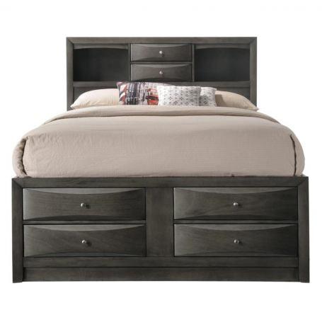 Emily Gray Queen Storage Platform Bed w/ Free Nightstand - Ornate Home