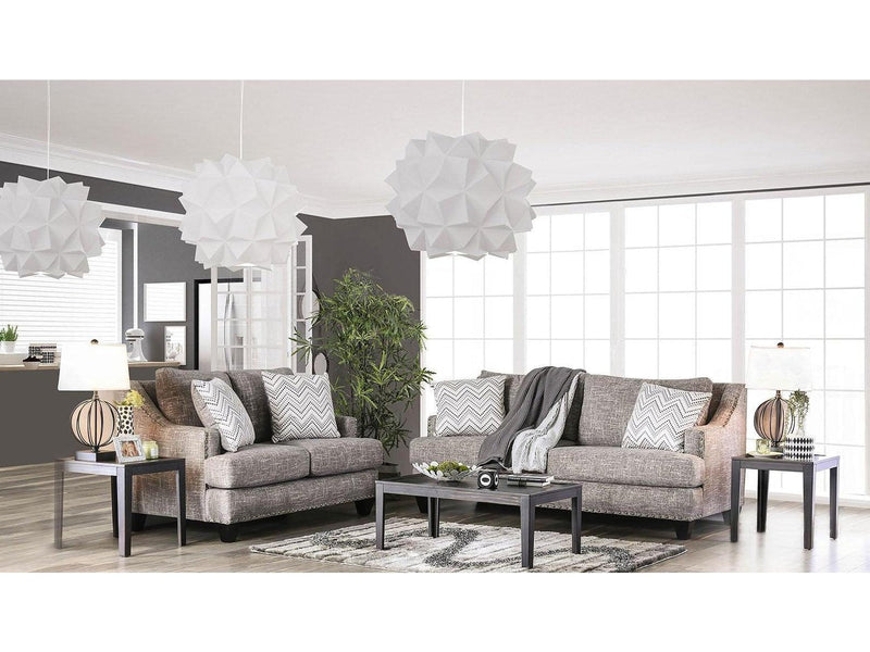 Erika - Gray - Stationary Sofa & Loveseat - 2pc - Ornate Home