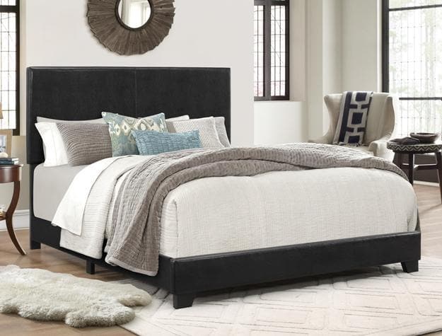 Erin Black Faux Leather Bed - Ornate Home